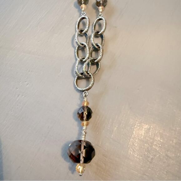 Silpada 925 Sterling Silver Chainlink Beaded Y Necklace - Picture 9 of 10